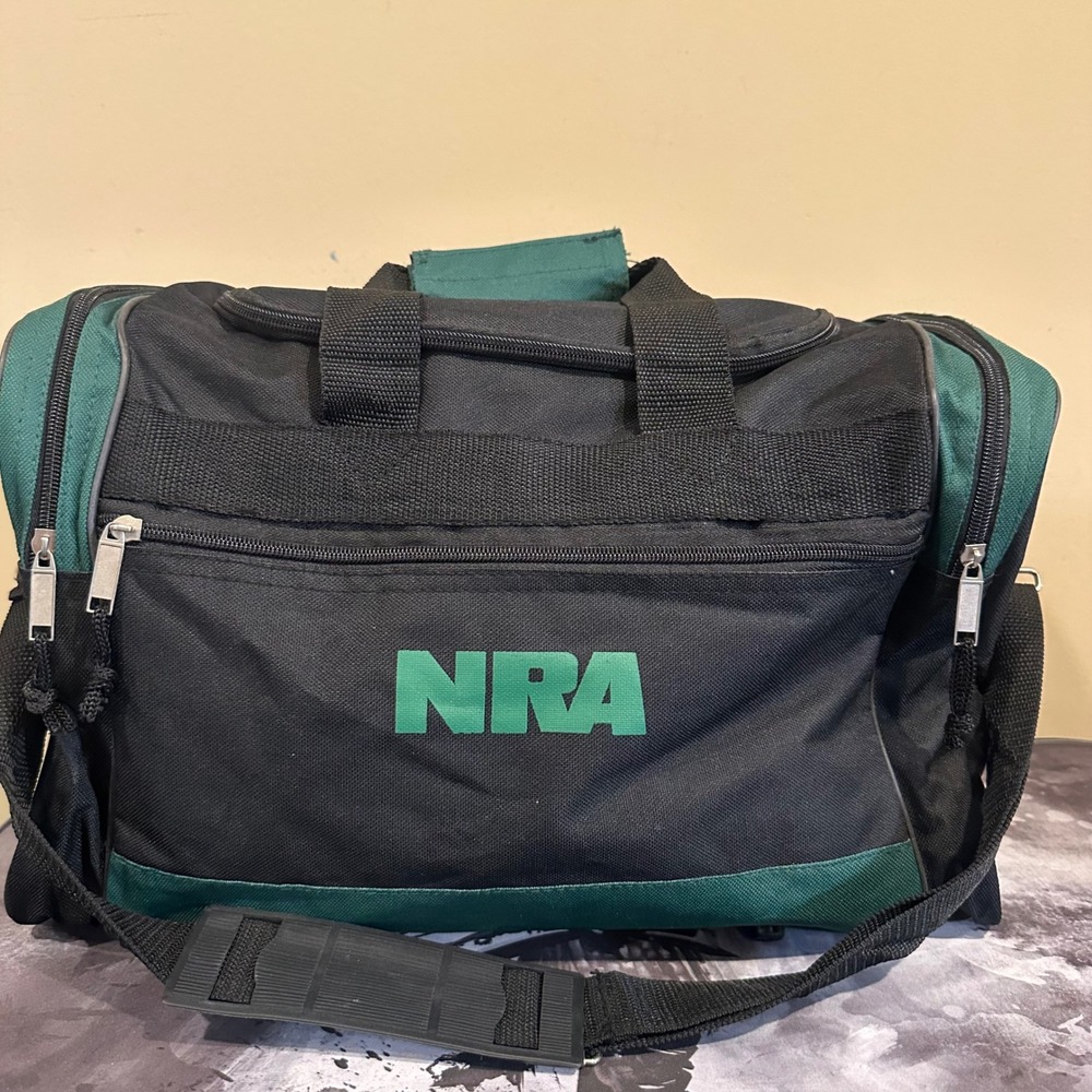 NRA Duffel Bag Black Green Canvas Range Travel Gear Bag with Shoulder Strap